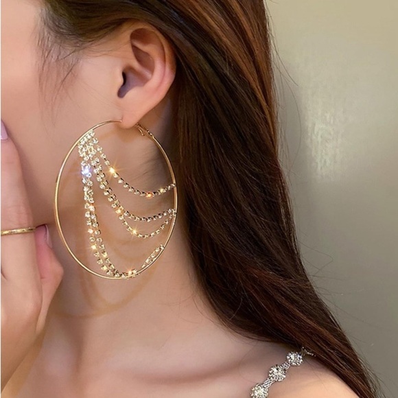 Gorgeous Rhinestone Hoops - Picture 3 of 7